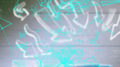 Animation of network connections processing data over mathematical equations Stock Footage 304853441