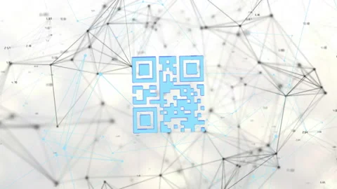 Animation of network of connections with qr code on white background Stock Footage 307815604