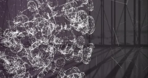 Animation of network of connections with shapes over empty room Stock Footage 239485952