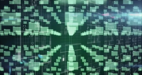 Animation of network of digital files and online security padlock with data Stockbeeldmateriaal 172329464