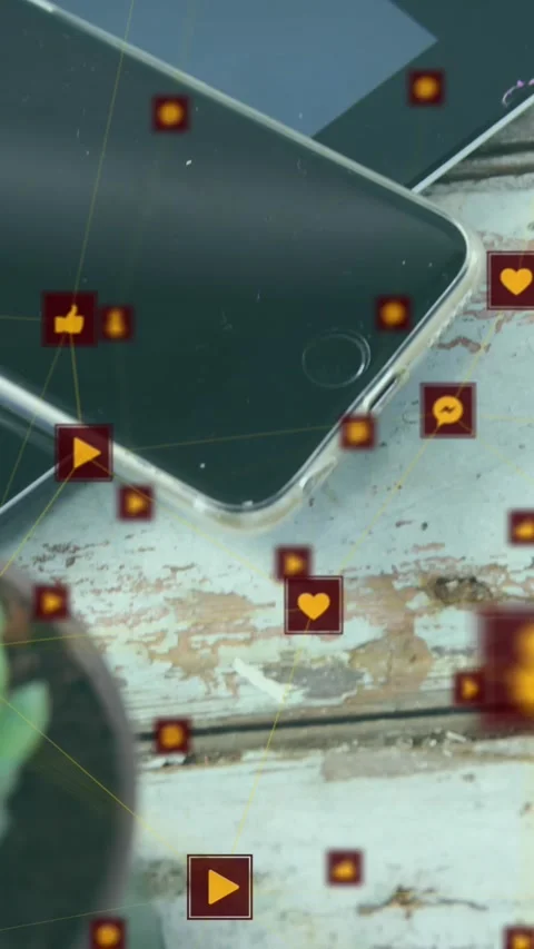 Animation of network of digital icons against digital tablet, smartwatch and Stock Footage 343955645