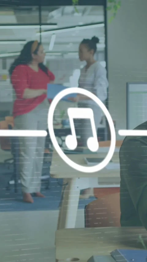 Animation of network of digital icons against caucasian man talking on a Stock Footage 344803398