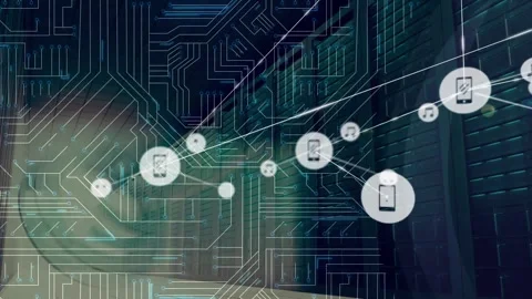 Animation of network of digital icons an... | Stock Video | Pond5