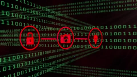 Animation of network with digital icons and binary coding processing Stock Footage 326188318