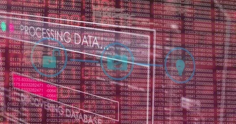 Animation of network of digital icons and interface with data processing against Stock Footage 328712205