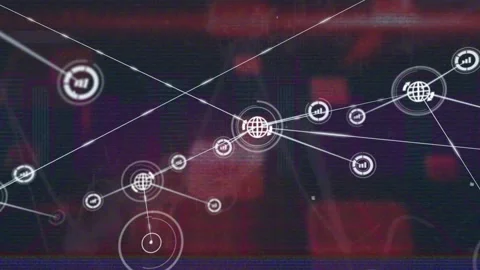Animation of network of digital icons and statistical data processing against Stock Footage 329223022