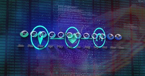 Animation of network of digital icons and data processing against human body Stock Footage 330105455