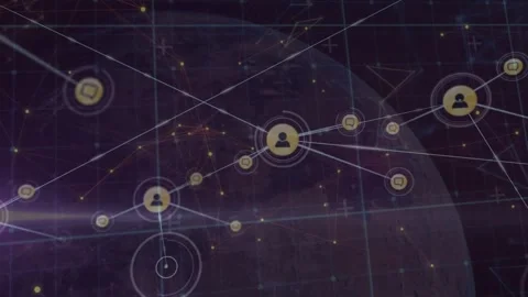Animation of network of digital icons and plexus networks over globe against Stock Footage 330413650