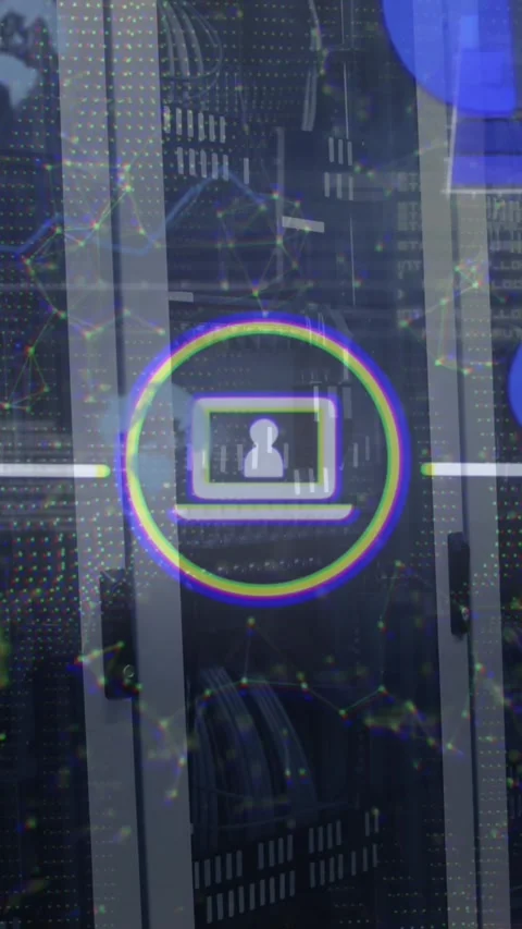 Animation of network of digital icons and data processing against computer Stock Footage 343867810