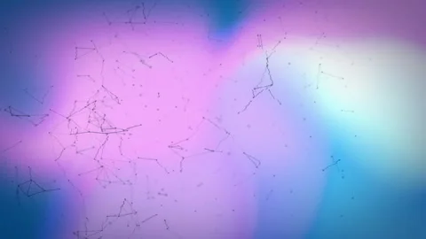 Animation of network lines and nodes over vibrant purple and blue background Stock Footage 303554893