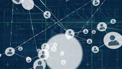 Animation of network of profile icons and multiple folder icons against security Stock Footage 233052409