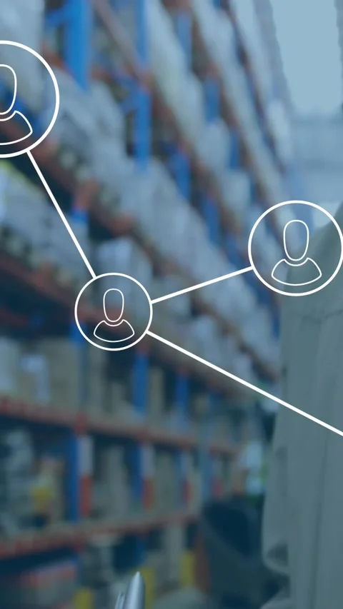 Animation of network of profile icons on caucasian male supervisor writing on Stock Footage 344723540