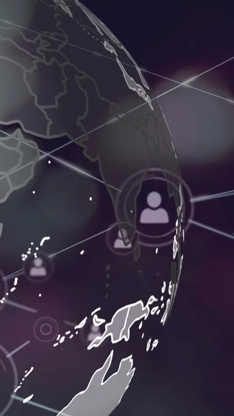 Animation of network of profile icons over spinning globe against night city Stock Footage 344765890