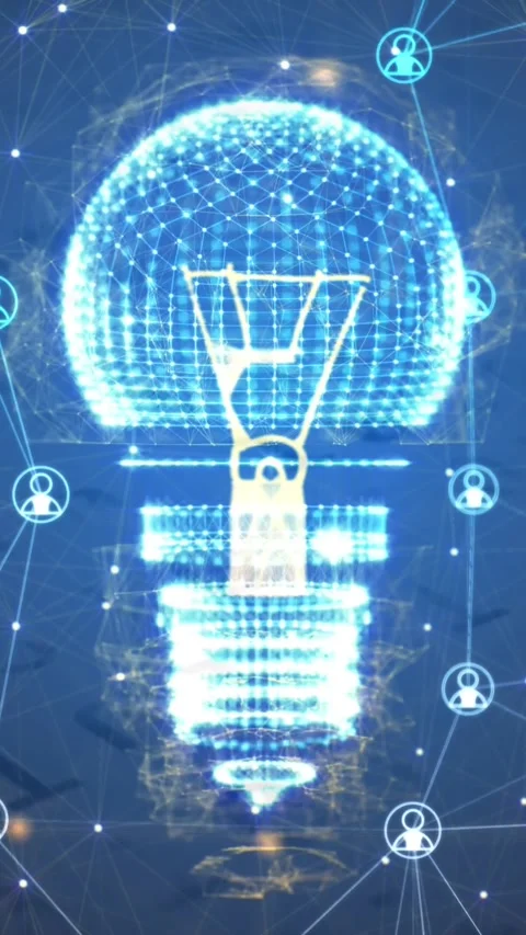 Animation of network of profile icons spinning over electric bulb against binary 動画素材 344557838