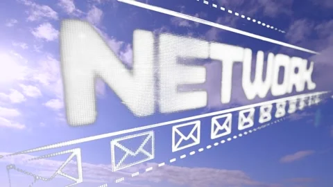 Animation of network text and mail icons over sky Stock Footage 157319358