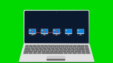 Animation of network threat containment on a laptop screen. 4K Video stock 341694595