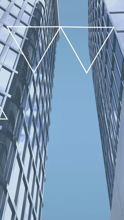 Animation of network of triangles over bank building Stock Footage 322148504