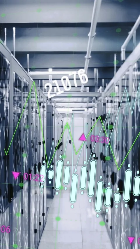 Animation of networks and data processing over computer servers Stock Footage 344011935