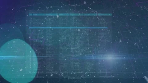 Animation of networks of connections and binary coding over globe rotating in Stock Footage 327844413