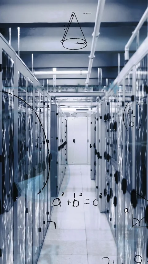 Animation of networks of connections and data processing over computer servers Stock Footage 343867158