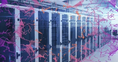 Animation of networks of connections, data and maths calculations over computer Stock Footage 327956335
