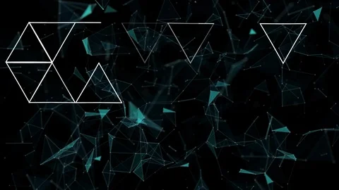 Animation of networks interconnecting white triangles and geometric shapes Stock Footage 126220401