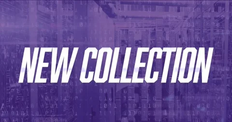 Animation of new collection text with data processing over server room Stock Footage 327644500