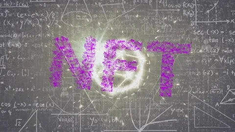 Animation of nft over math formulas and connections on grey background Stock Footage 200833500