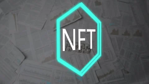 Animation of nft text and data processing over documents Stock Footage 199338227