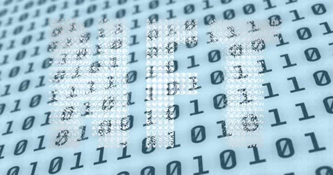 Animation of nft text over binary coding Stock Footage 191026024