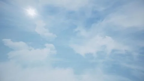 Animation of nice white cloud on the sky. Bright sun in the blue sky. blue sky Stock Illustration