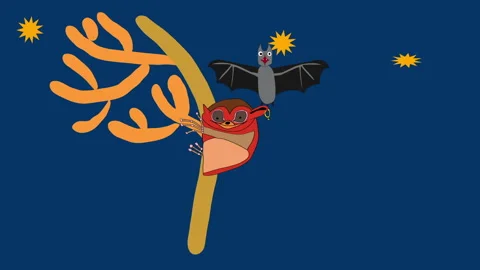 Animation of The Night Monkey and a Bat Stock Footage 147451562