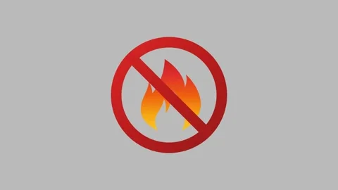 Animation of a no fire safety sign scaling into view. 4K Stock Footage 345495497