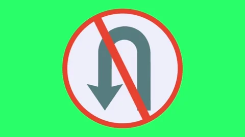 Animation No U-turn sign on green background. Stock Footage 261923710