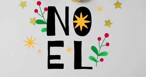 Animation of noel text over falling stars Stock Footage 329218074