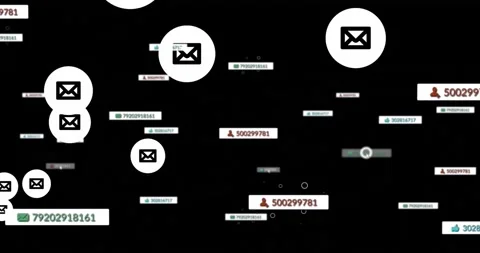 Animation of notification and message ic... | Stock Video | Pond5