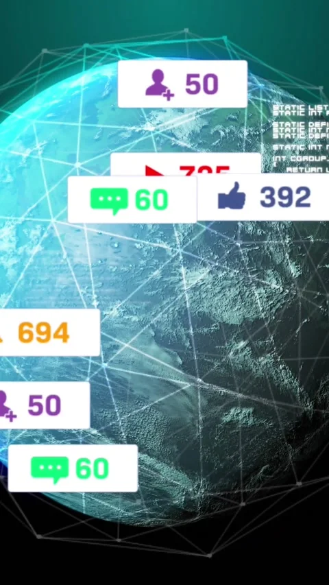 Animation of notification bars and connected dots around globe over black Stock Footage 344745928