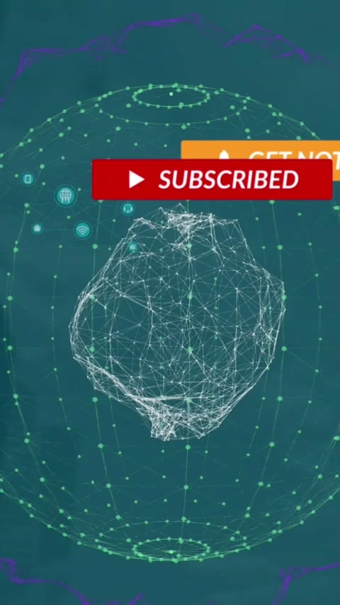 Animation of notification bars and dots forming globes over low angle view of Video stock 321039585