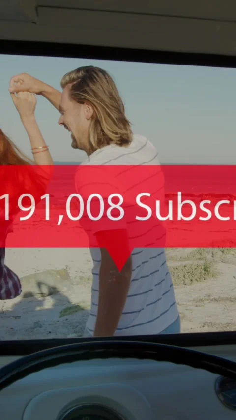 Animation of notification bars over happy caucasian couple dancing at beach Vídeo Stock 344766126