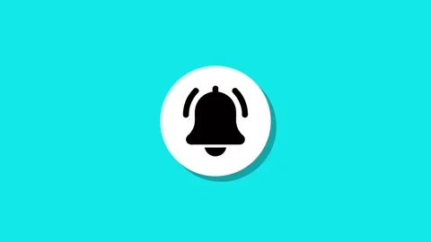 Animation of notification bell icon appearing on bright cyan background wit.. Stock Footage 327762535