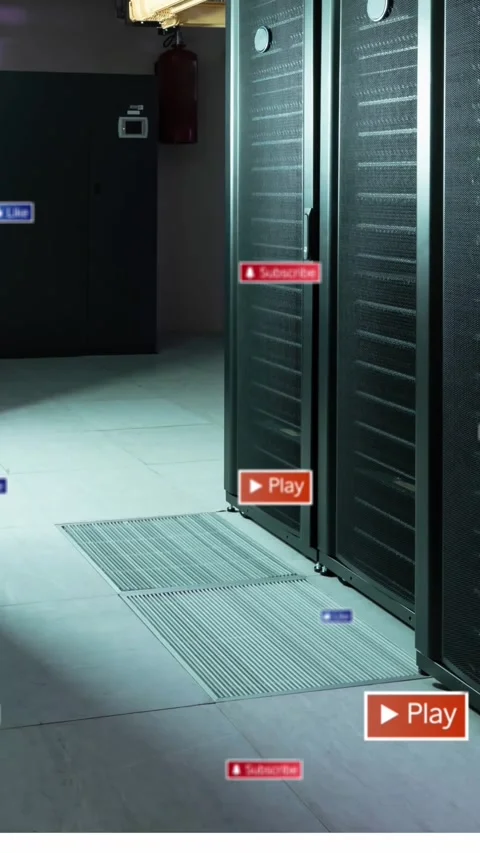Animation of notification icons over data server room Stock Footage 344746019