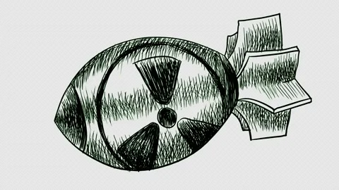 Animation with a nuclear warhead on a green background. Stock Footage 187847455