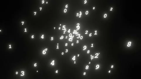 Animation of the numbers from 0 to 9 floating on the black frame. Stock Footage 143169629