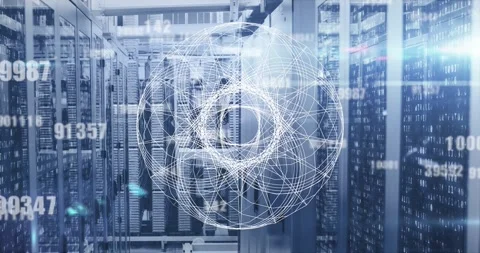 Animation of numbers and data processing over computer servers Stock Footage 329295676
