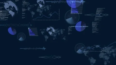 Animation of numbers and data processing over world map Stock Footage 329511586