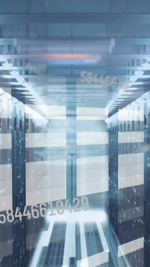 Animation of numbers and data processing over computer servers Stock Footage 343128569