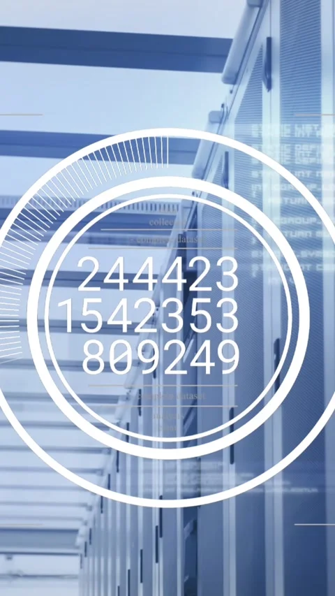 Animation of numbers and data processing over computer servers Stock Footage 343128572