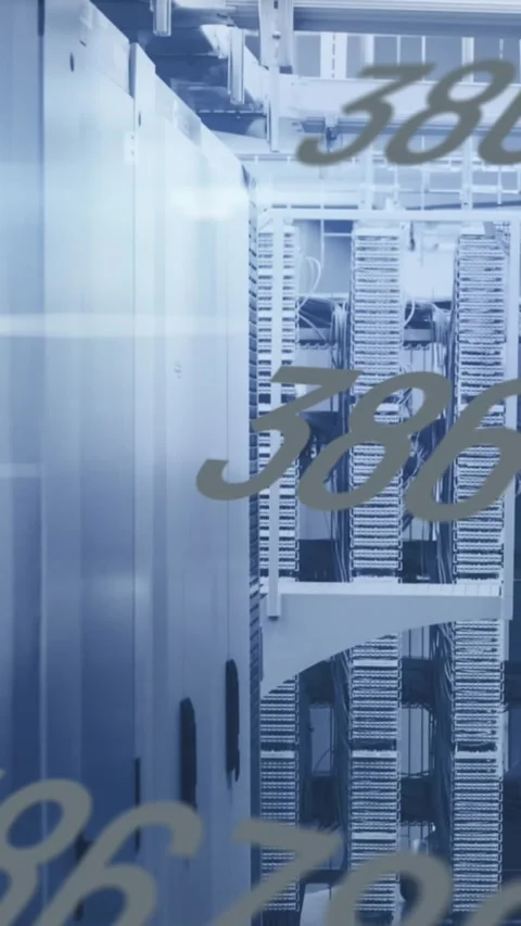 Animation of numbers and data processing over computer servers Stock Footage 343159126
