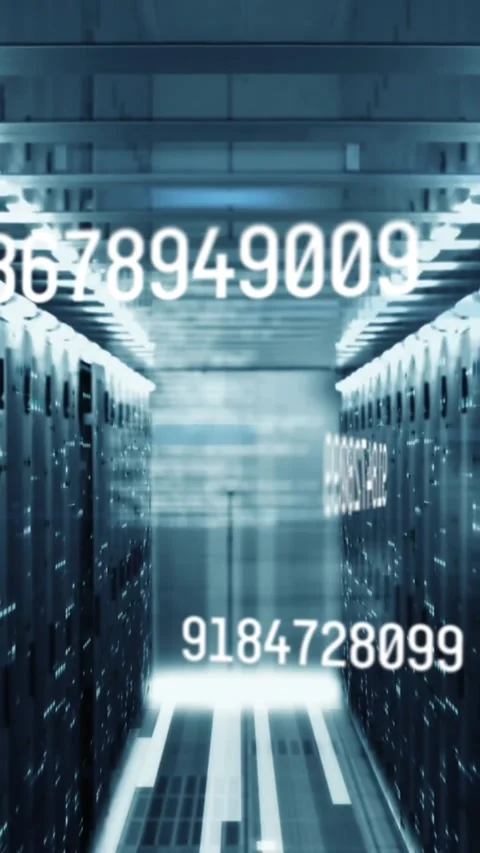 Animation of numbers and data processing over computer servers Stock Footage 343644410