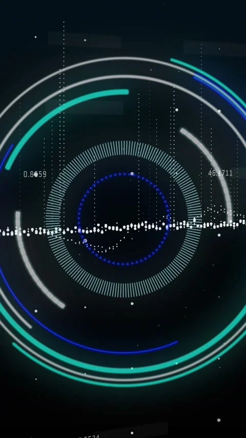 Animation of numbers and data processing over scope scanning Stock Footage 344011948